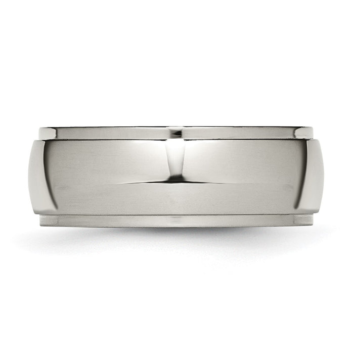 Buy 8mm Polished Titanium Band with Ridged Edge - Stylish High-Quality Design-3