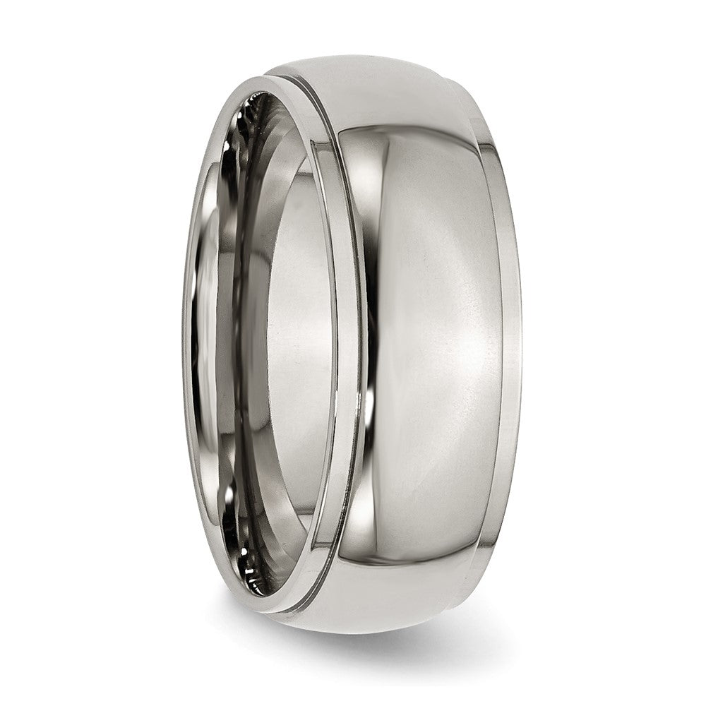 Buy 8mm Polished Titanium Band with Ridged Edge - Stylish High-Quality Design