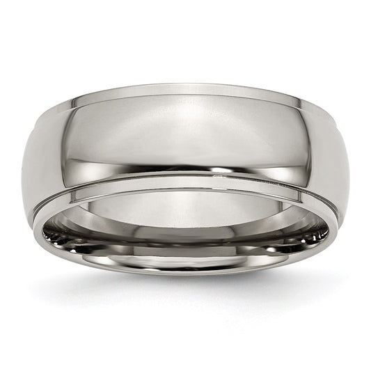 Buy Exclusive 8mm Polished Titanium Chisel Band - Stylish Ridged Edges