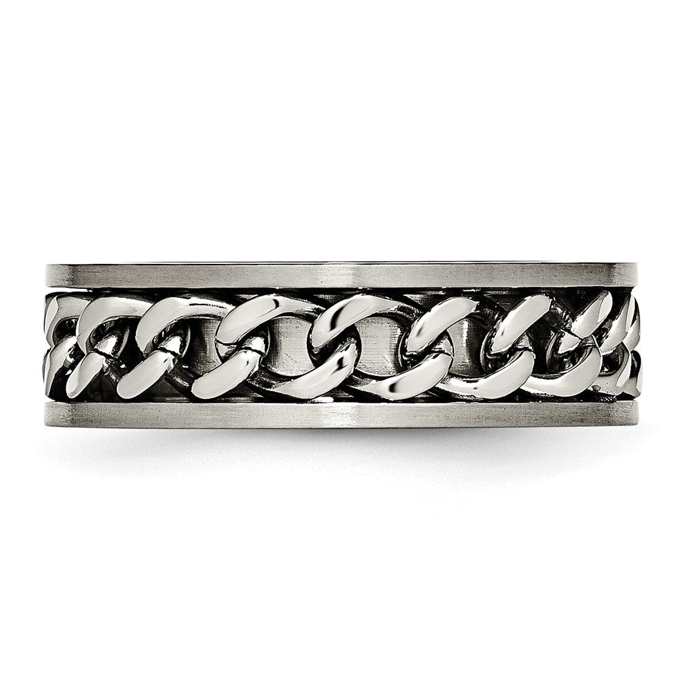 High-Quality Chisel Titanium Brushed 7mm Chain Inlay Ring - Stylish Value