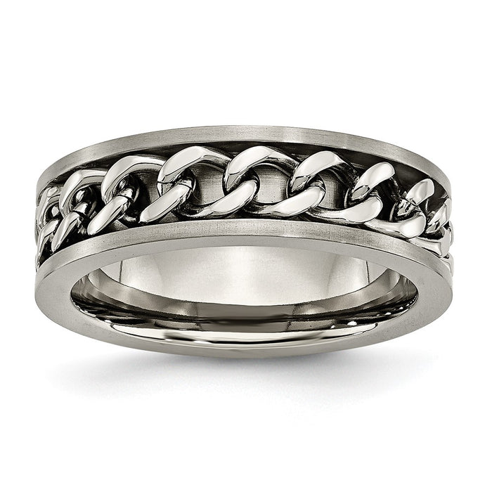 High-Quality Chisel Titanium Brushed 7mm Chain Inlay Ring | Stylish Value Choice-1