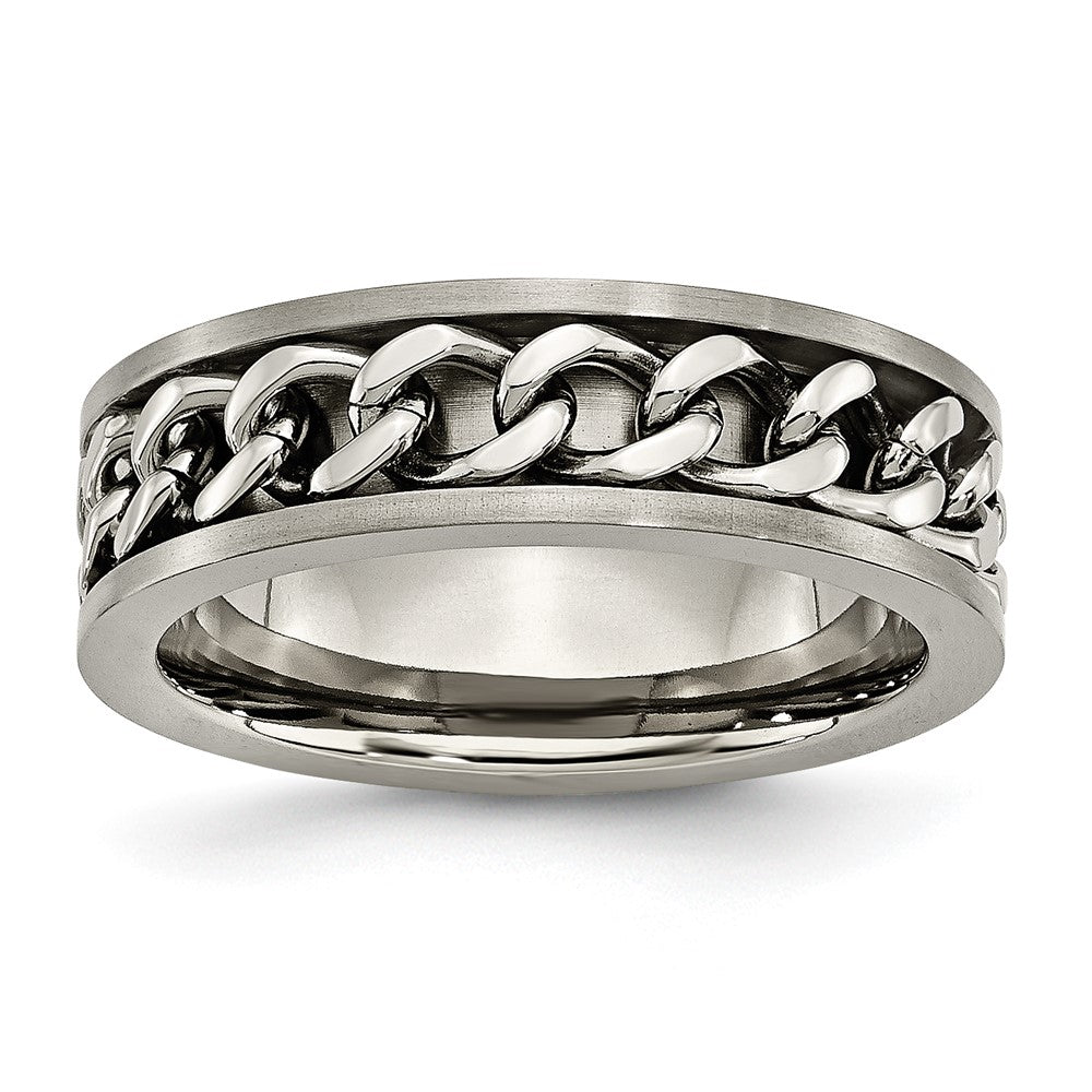 High-Quality Chisel Titanium Brushed 7mm Chain Inlay Ring - Stylish Value