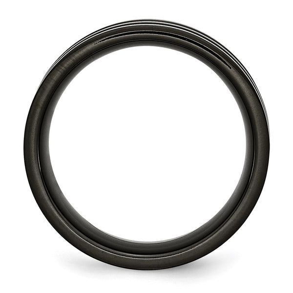 8mm Chisel Titanium Band with Polished Black IP & Grey Carbon Fiber
