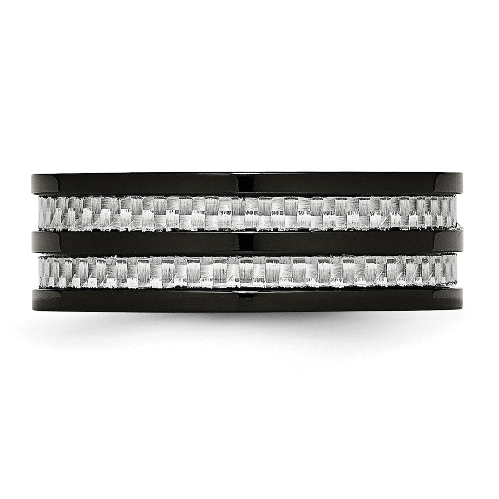 Buy Stylish 8mm Chisel Titanium Band with Black IP Finish & Carbon Fiber Inlay