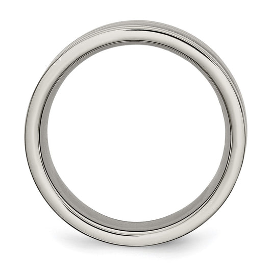 Buy Exclusive 8mm Chiseled Titanium Band with Black Carbon Fiber Inlay