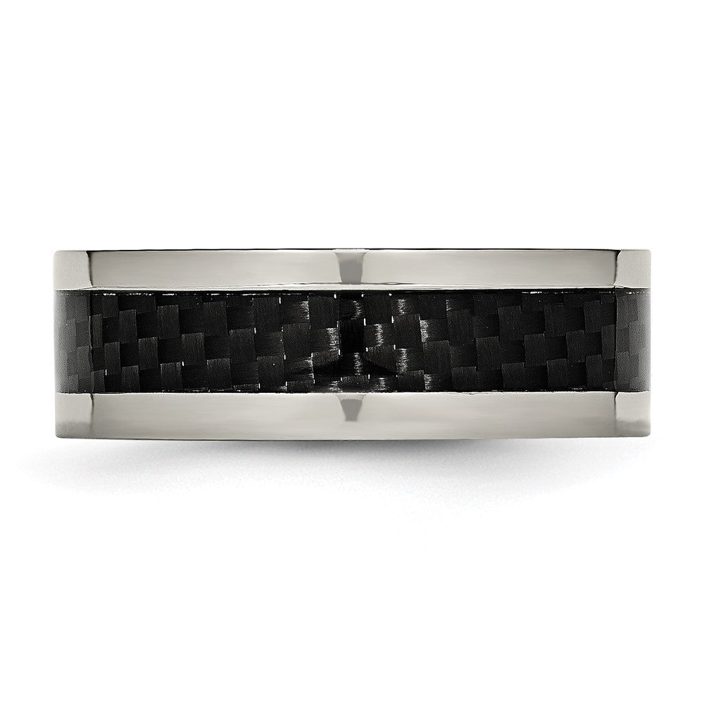 Buy Stylish 8mm Titanium Chisel Band with Black Carbon Fiber Inlay - Luxury Finish