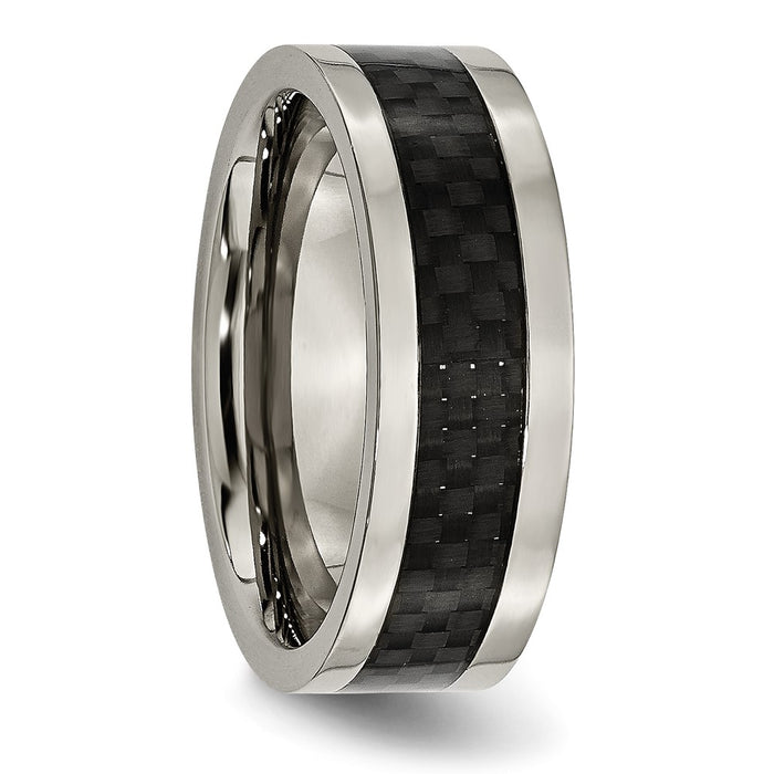 Buy Stylish 8mm Chisel Titanium Band with Black Carbon Fiber Inlay-4