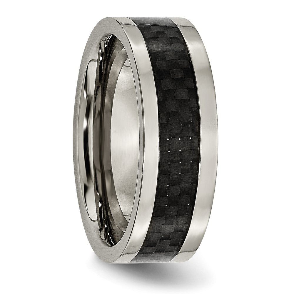 Buy Stylish 8mm Chisel Titanium Band with Black Carbon Fiber Inlay