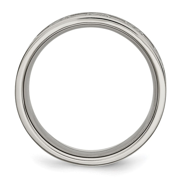 Brushed Titanium 8mm Scroll Design Chisel Band