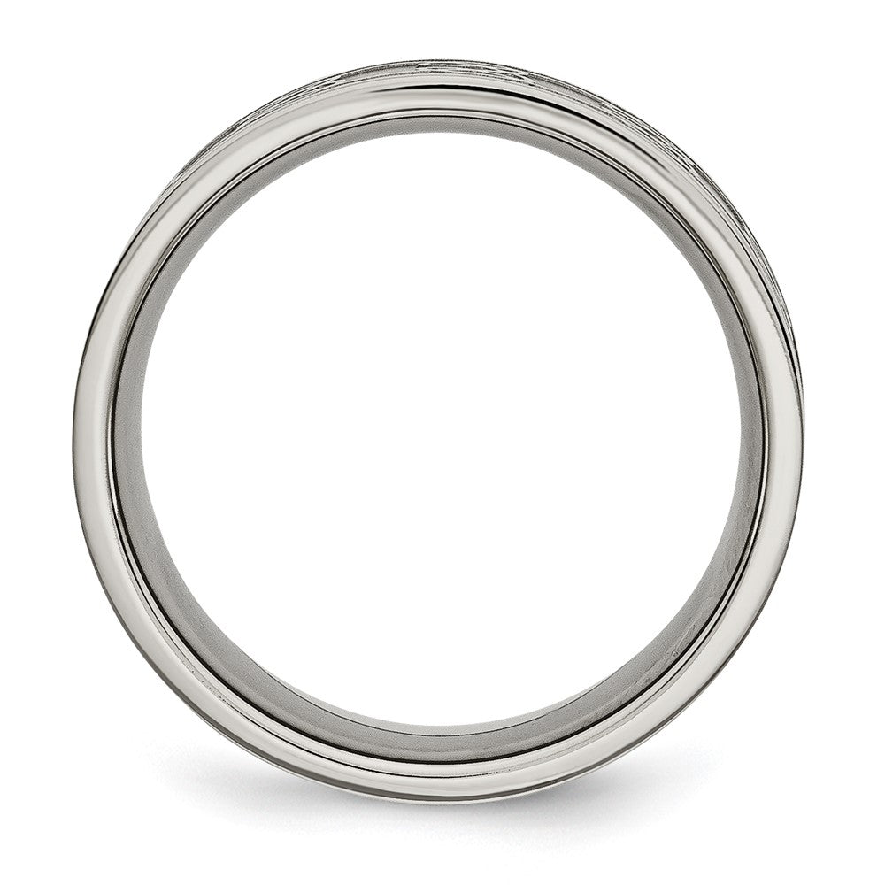 Buy Stylish Brushed Titanium 8mm Scroll Design Chisel Band - Luxury Look!