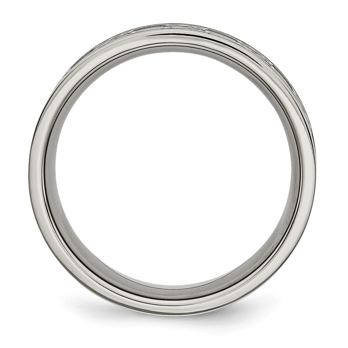 Buy Stylish Brushed Titanium 8mm Scroll Design Chisel Band - Luxury Look!-2