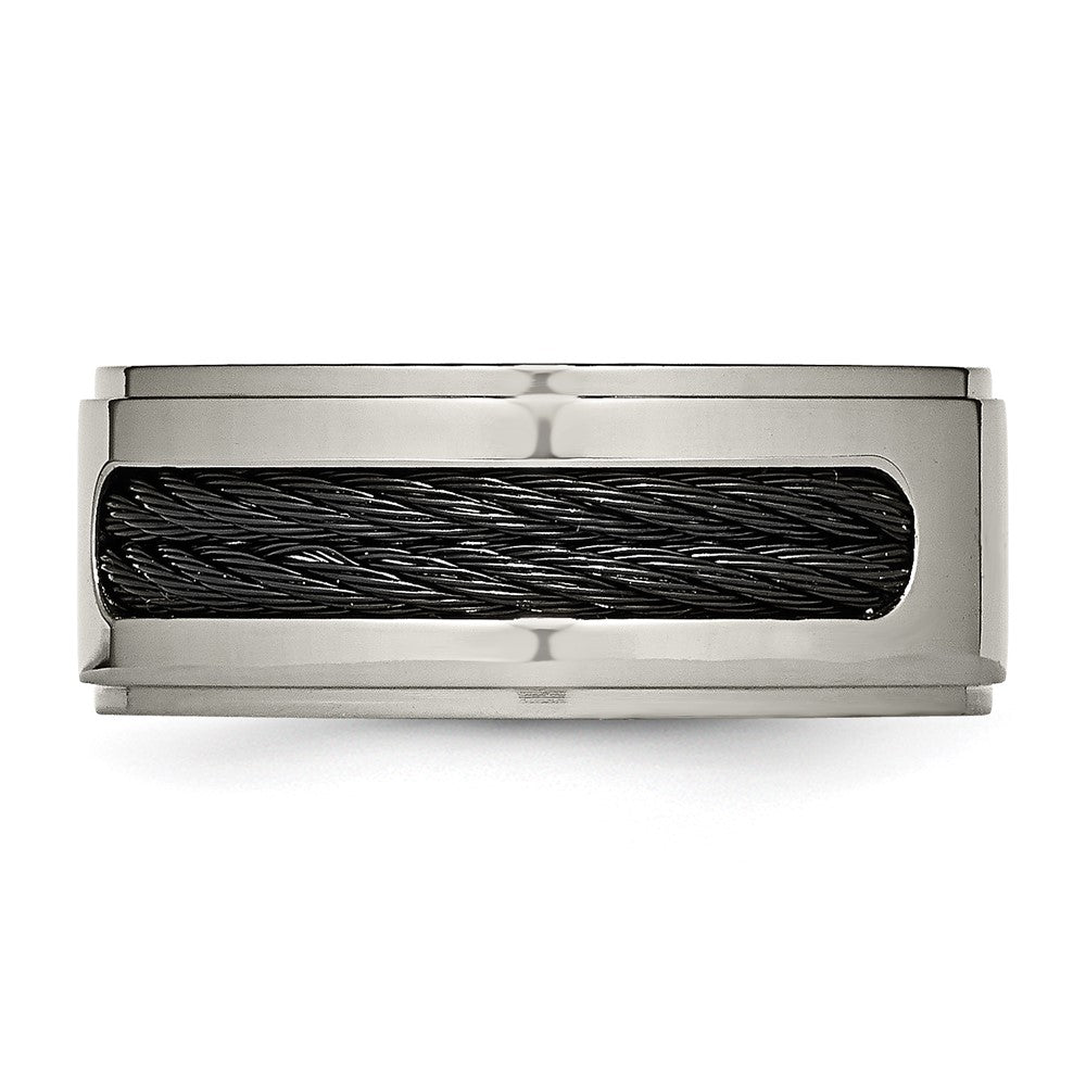 Shop Stylish Chisel Titanium 10mm Band with 1/20ct Diamond Accents