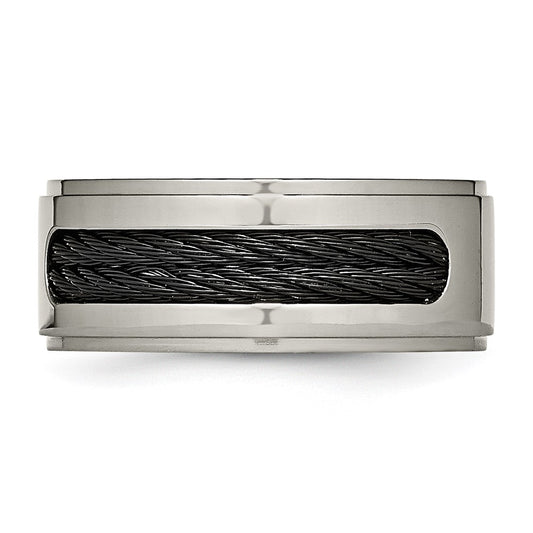 High-quality Chisel Titanium 10mm Band with 1/20 Carat Diamonds - Stylish Look!