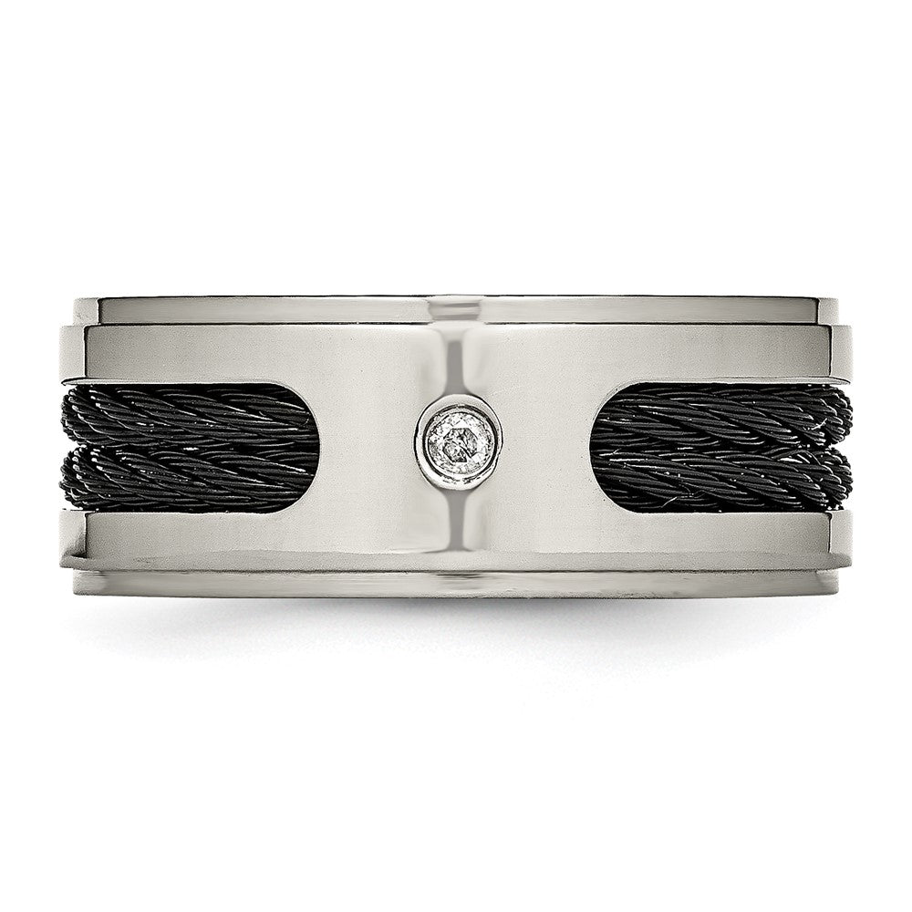 Shop High-Quality Chisel Titanium 10mm Band with 1/20 Carat Diamonds - Stylish Value!