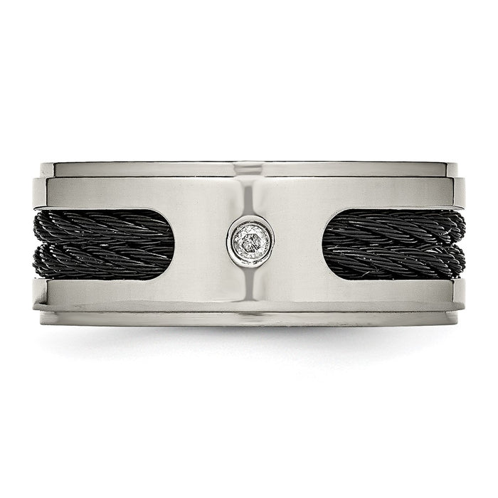 Buy High-Quality Chisel Titanium 10mm Band with 1/20 Carat Diamond Accents-4