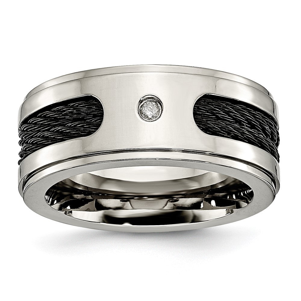 Buy High-Quality Chisel Titanium 10mm Band with 1/20 Carat Diamond Accents