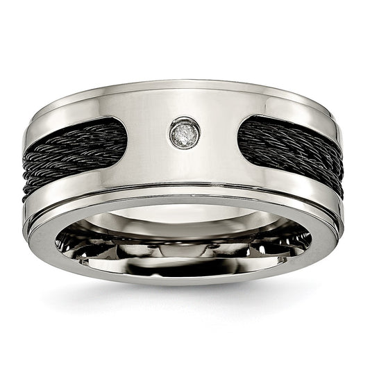 Shop Stylish Chisel Titanium 10mm Band with 1/20 Carat Diamond - Luxury Look