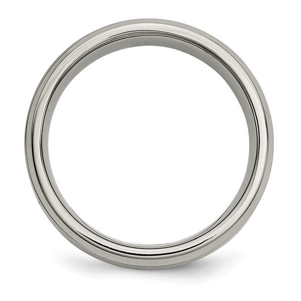 Brushed Titanium 7mm Band with Diamond Accent & Chiseled Center