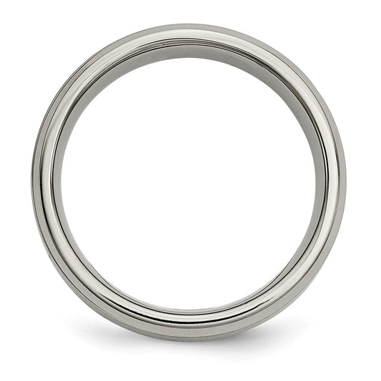 Order Stylish 7mm Brushed Titanium Band with Chiseled Center & 1/20ct Diamond