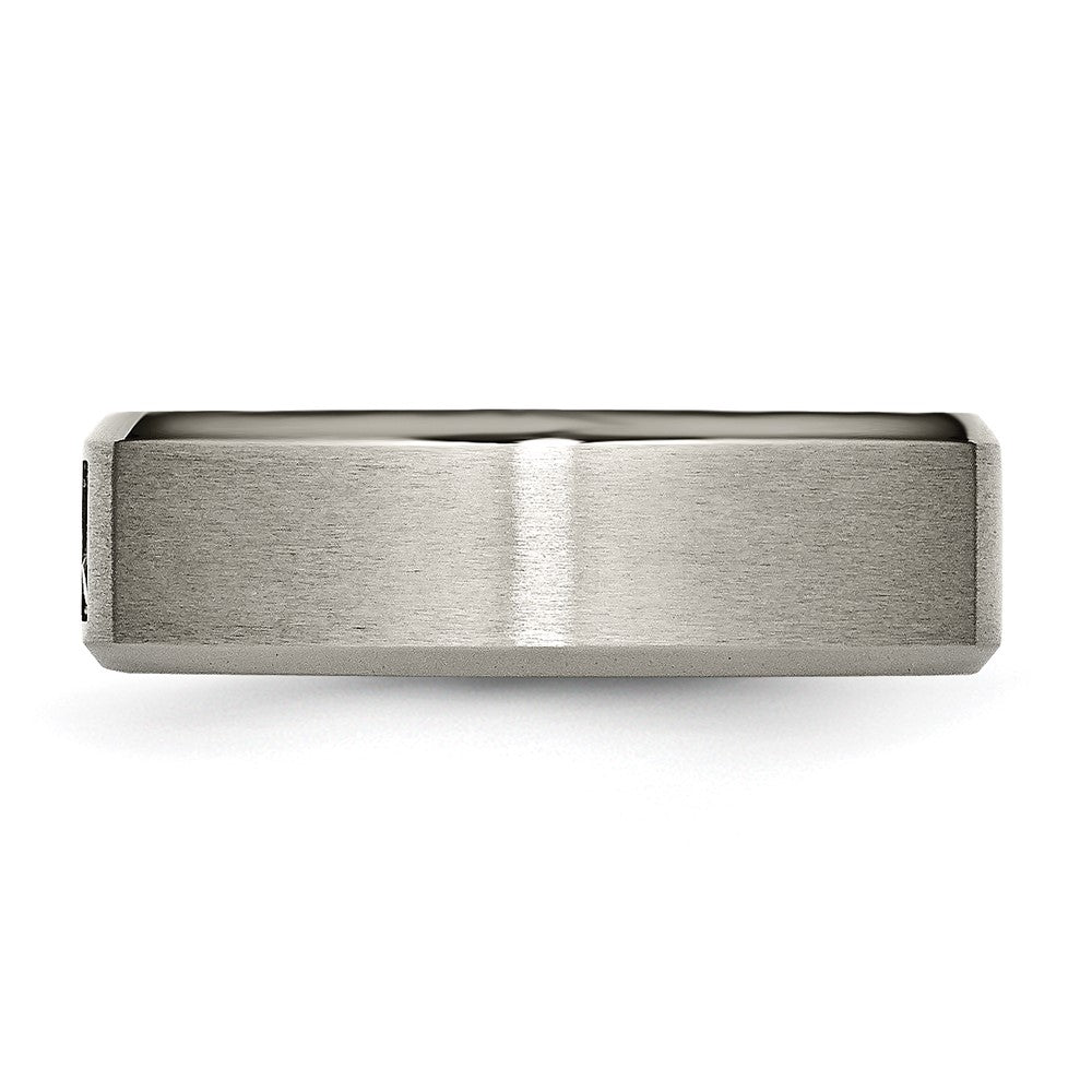 Exclusive Titanium Chisel 7mm Band with Diamond Accent - Stylish Value!