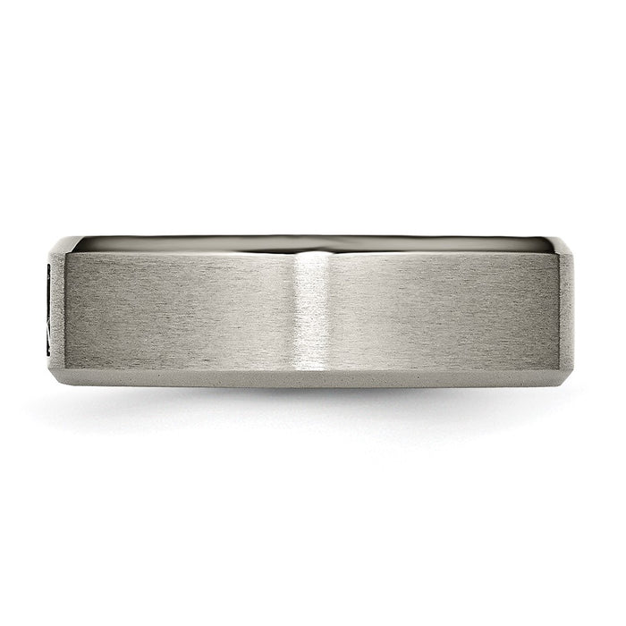 Exclusive Titanium Chisel 7mm Band with Diamond Accent - Stylish Value!-3
