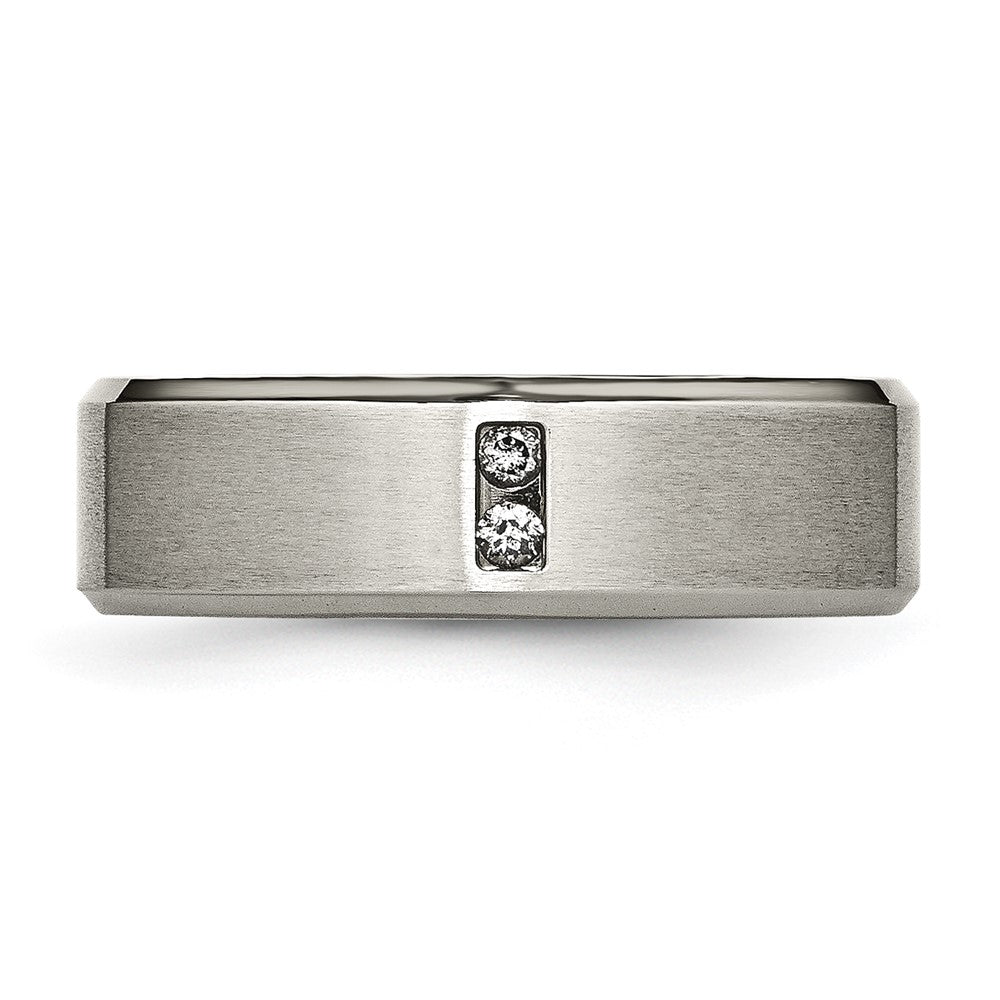 Exclusive Titanium Chisel 7mm Band with Diamond Accent - Stylish Value!