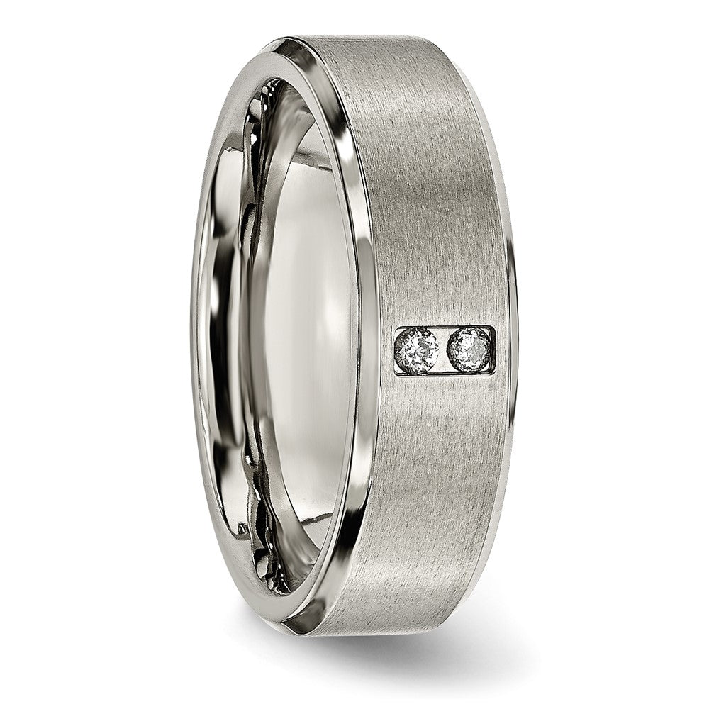 Exclusive Titanium Chisel 7mm Band with Diamond Accent - Stylish Value!
