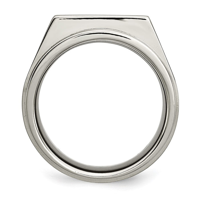 Exclusive Chisel Titanium Signet Band 1/20ct Diamond - Stylish Luxury-2