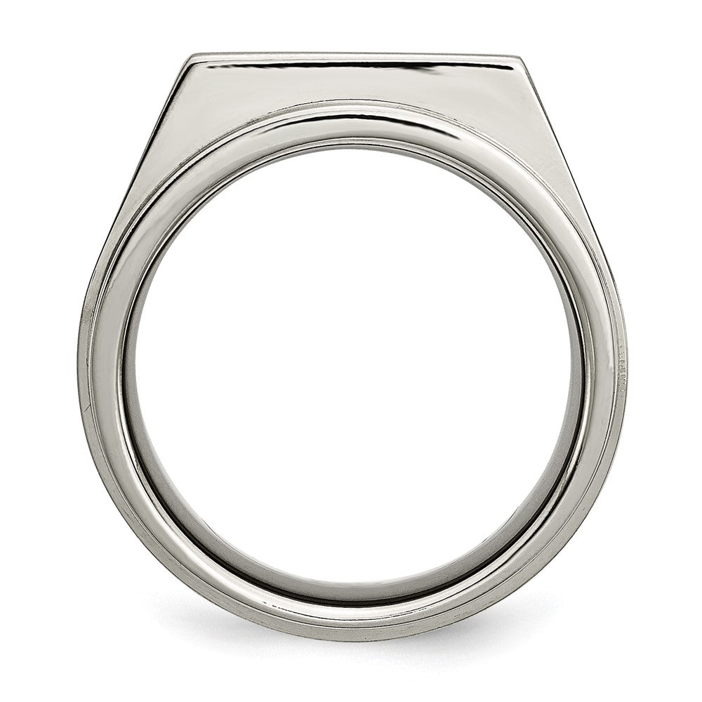 Buy Stylish Chisel Titanium Signet Ring with 1/20 Carat Diamond - Luxury Finish