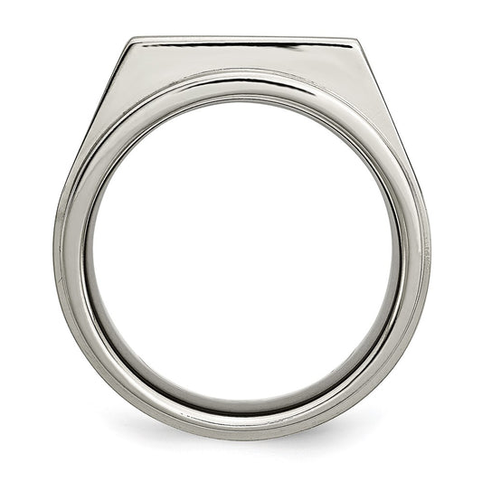 Buy Stylish Chisel Titanium Signet Ring with 1/20 Carat Diamond - Luxury Finish