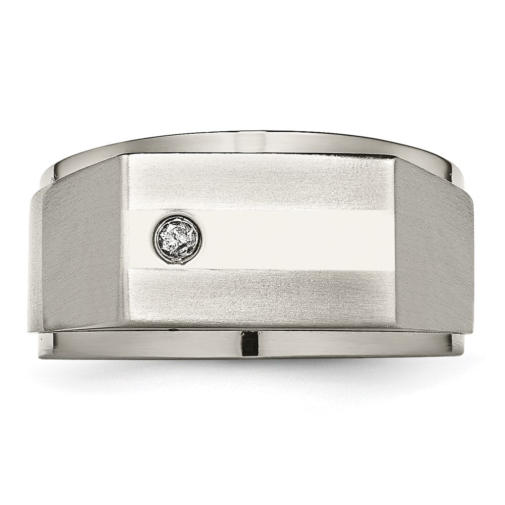 Buy Stylish Chisel Titanium Signet Band with 1/20 Carat Diamond Accent