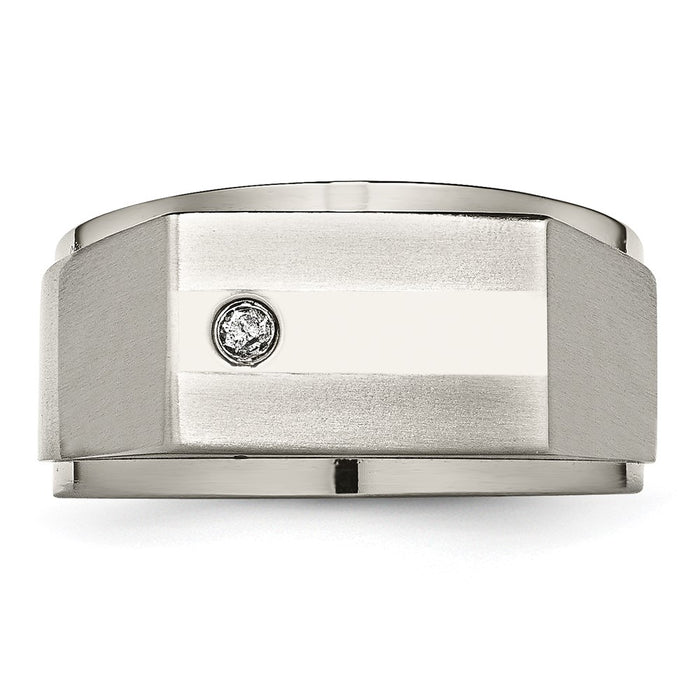 Buy Stylish Chisel Titanium Signet Band with 1/20 Carat Diamond Accent-4