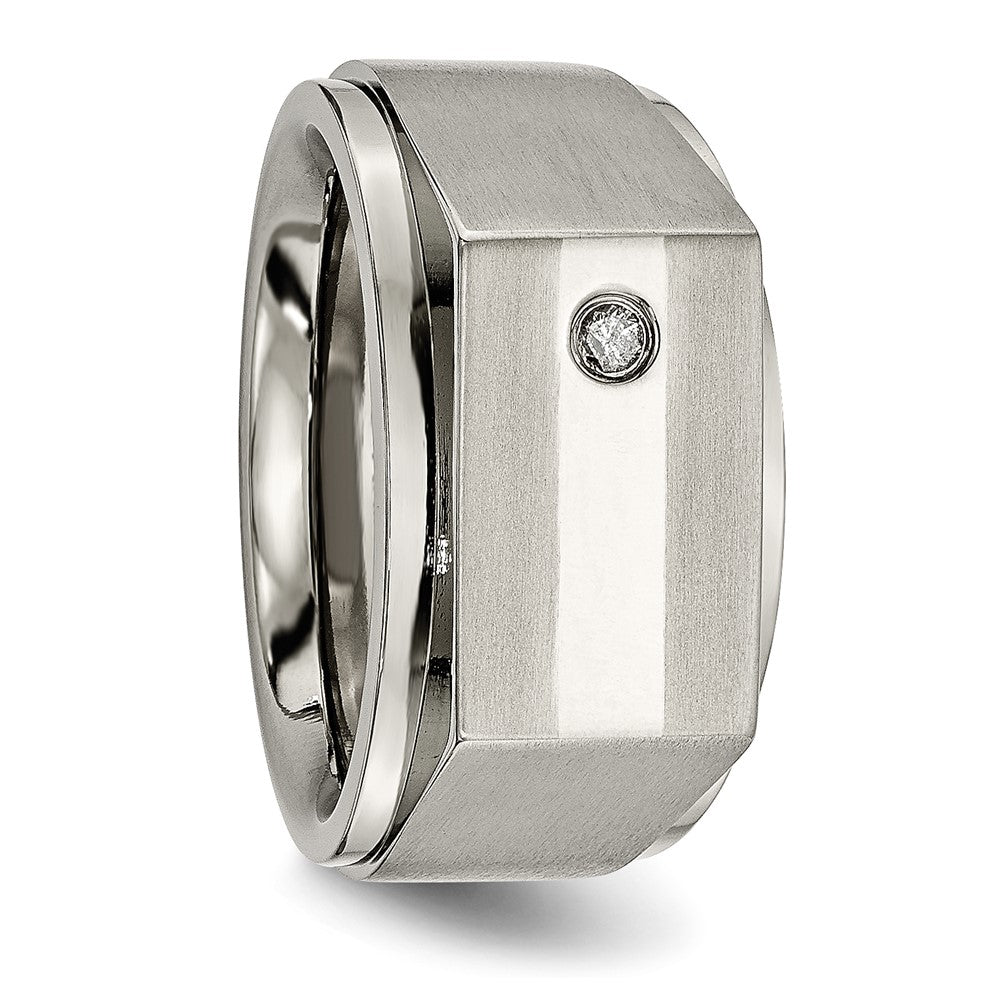 Exclusive Chisel Titanium Signet Band 1/20ct Diamond - Stylish Luxury