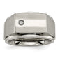 Exclusive Chisel Titanium Signet Band 1/20ct Diamond - Stylish Luxury-2