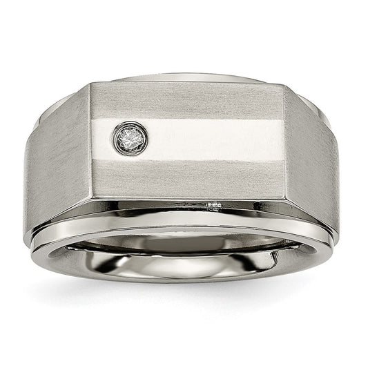 Buy Exclusive Chisel Titanium Signet Ring with 1/20 Carat Diamond - Stylish Value