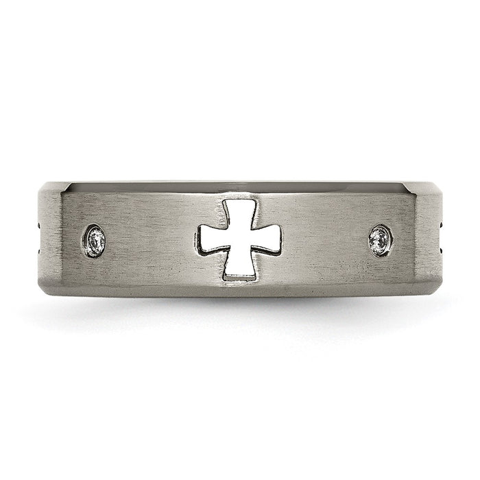 Exclusive Chisel Titanium 7mm Band with Diamond Cross Cut-Out - Stylish Design-3
