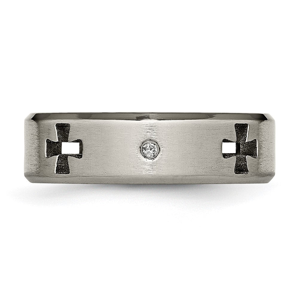 Buy Stylish Chisel Titanium Brushed 7mm Band with 1/20 Carat Diamond Cut-Out