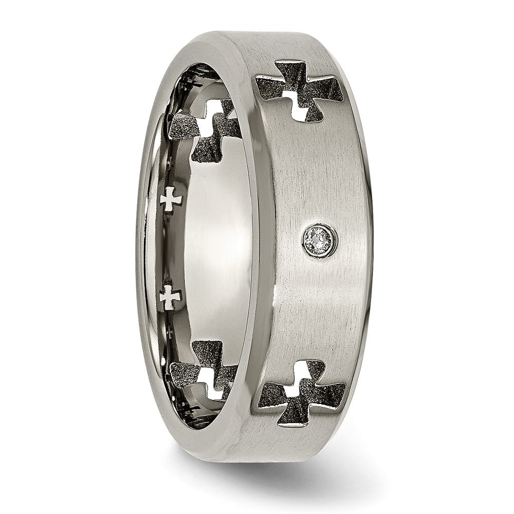 High-Quality Chisel Titanium 7mm Band with 1/20 Carat Diamond - Stylish Value