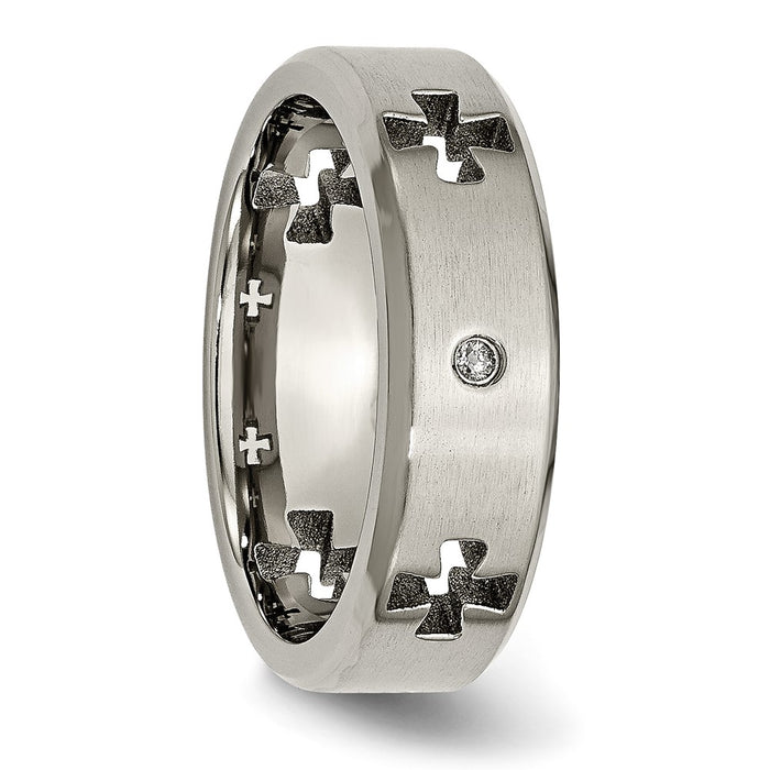 High-Quality Chisel Titanium 7mm Band with 1/20 Carat Diamond - Stylish Value-5