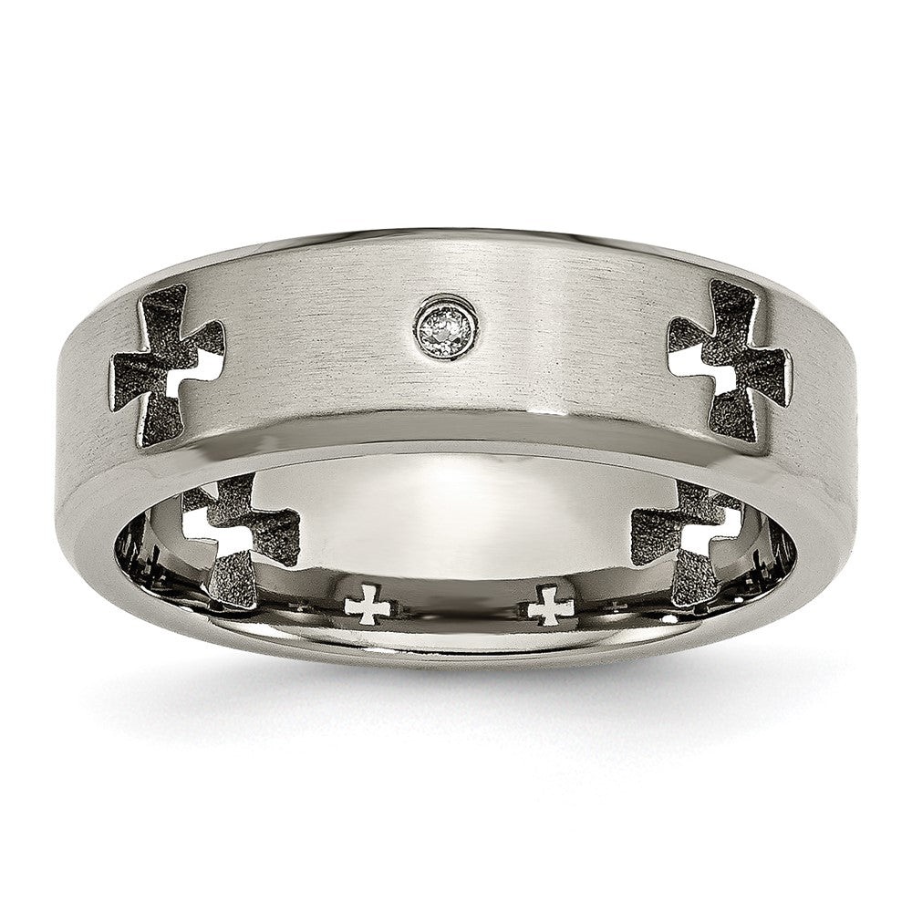 Buy Stylish Chisel Titanium Brushed 7mm Band with 1/20 Carat Diamond Cut-Out