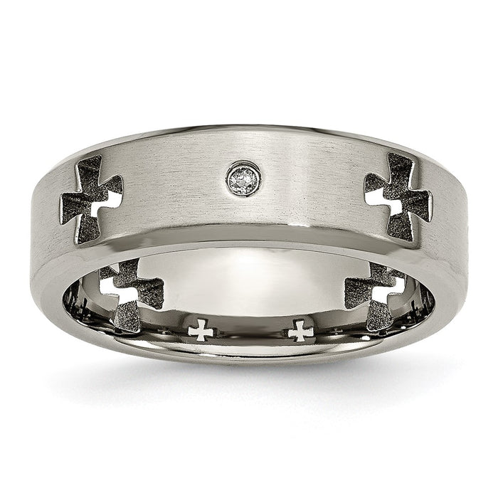 Exclusive Chisel Titanium 7mm Band with Diamond Cut-Out - Luxury Finish-1