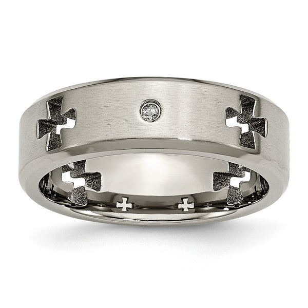 Chisel Titanium 7mm Band with Diamond Cut-Out