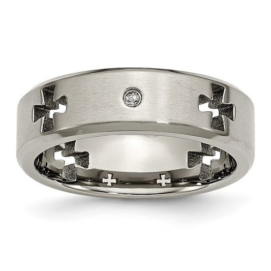 Buy Stylish Chisel Titanium 7mm Band with 1/20 Carat Diamond Cut-Out