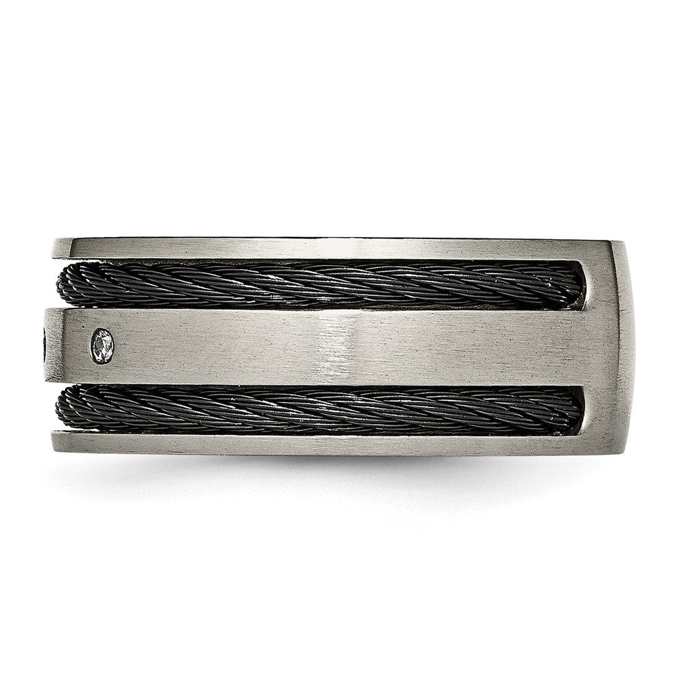 Buy Stylish 10mm Chisel Titanium Band with 1/20 Carat Diamond Accent