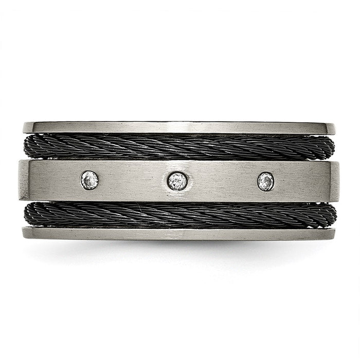 Buy Stylish Chisel Titanium 10mm Band with Diamond Accent - Luxury Look!-4