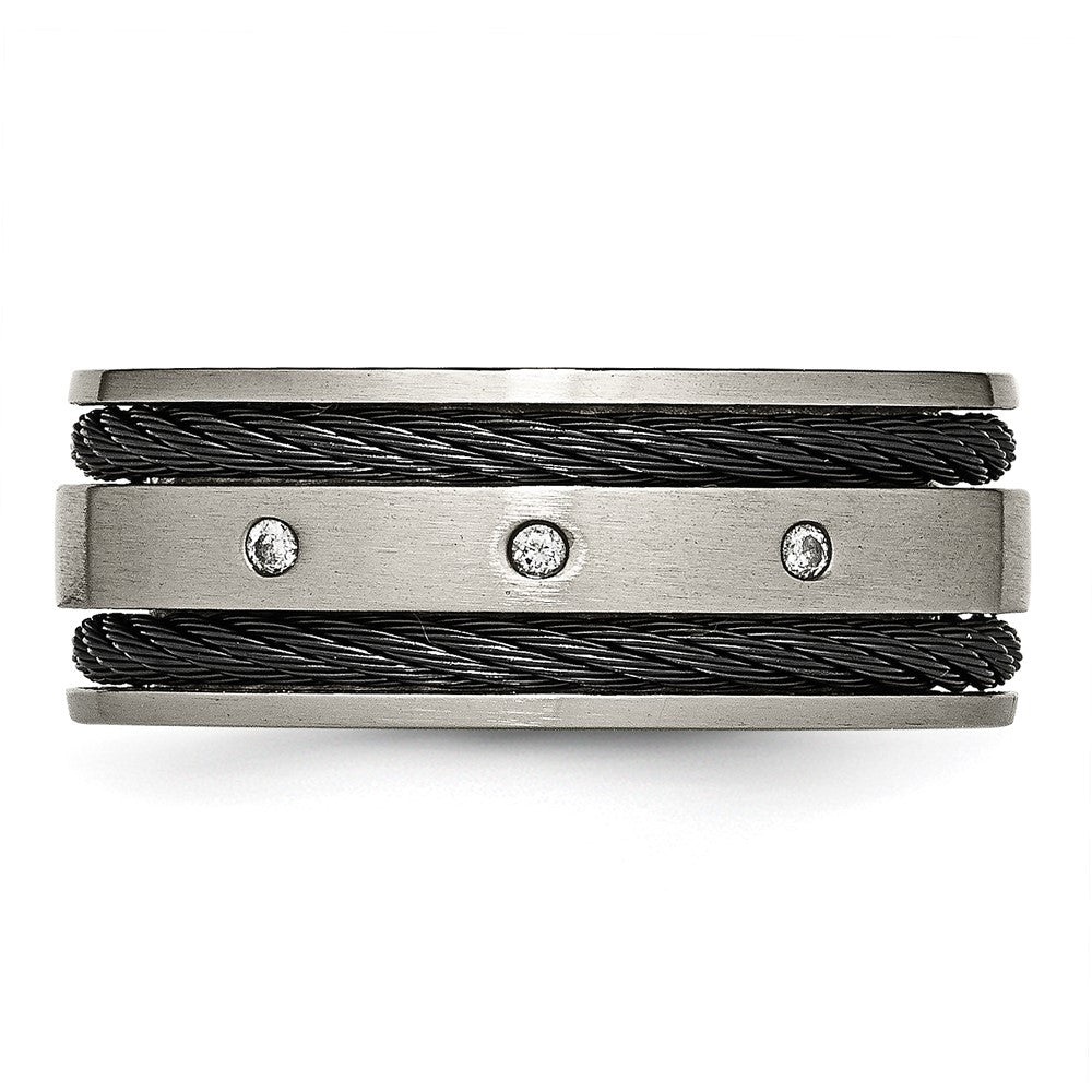 High-Quality Chisel Titanium 10mm Band with Diamond Accent - Stylish Value!