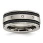 High-Quality Chisel Titanium Brushed Black IP-Plated 10mm Band with Diamond Accent - Stylish Luxury!-1