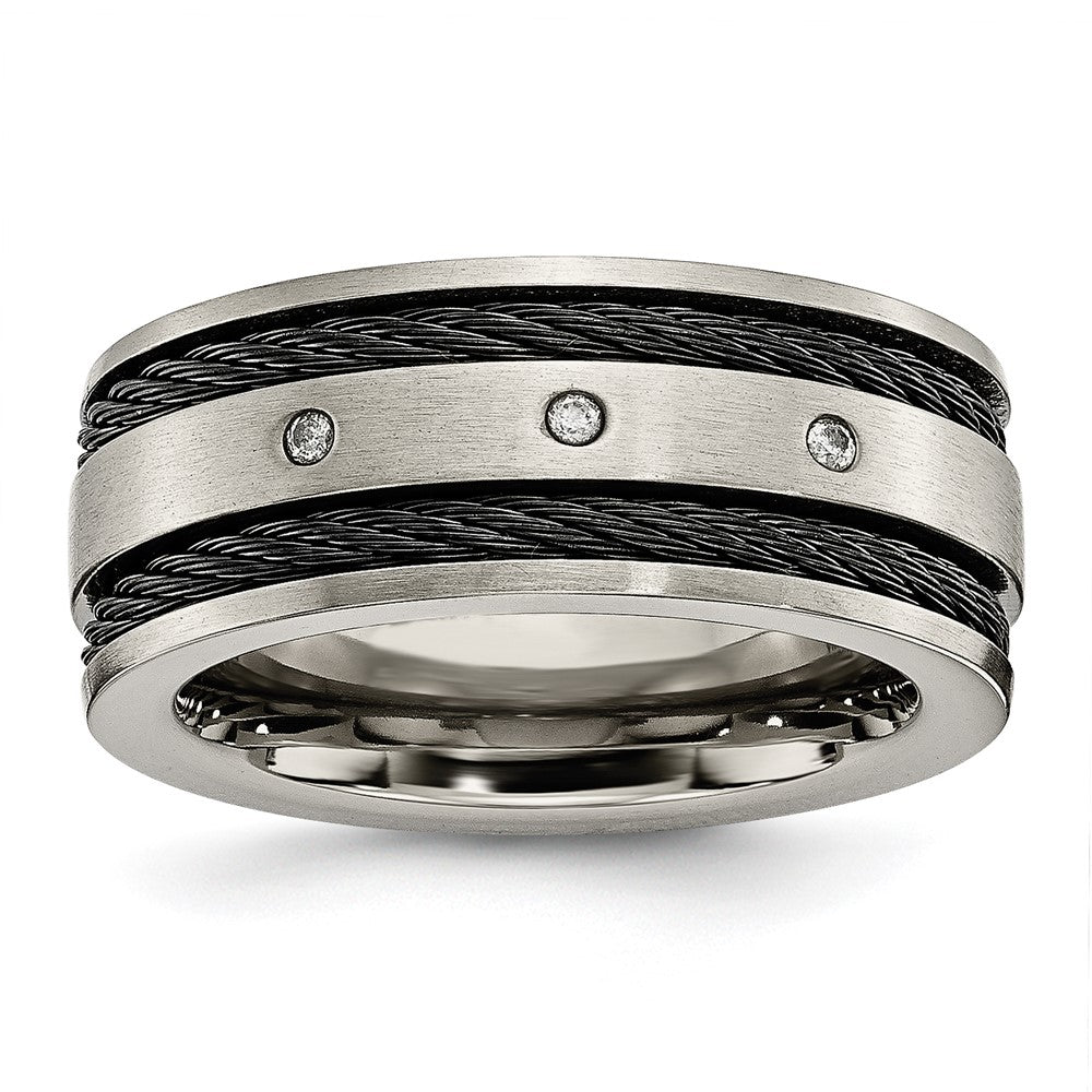 High-Quality Chisel Titanium 10mm Band with Diamond Accent - Stylish Value!