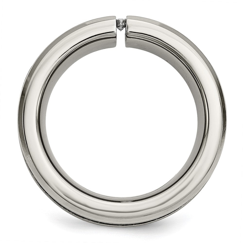 Shop Stylish Chisel Titanium 10mm Band with Diamond Accent & Black IP-Plating