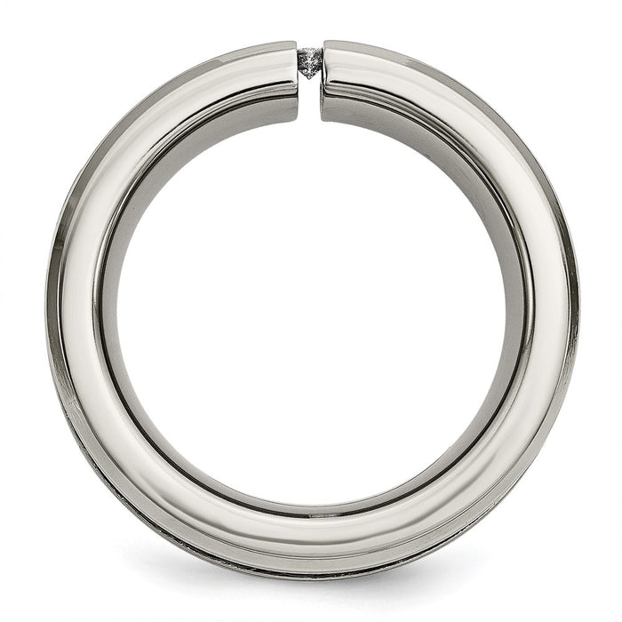 Shop Stylish Chisel Titanium 10mm Band with Diamond Accent & Black IP-Plating-2